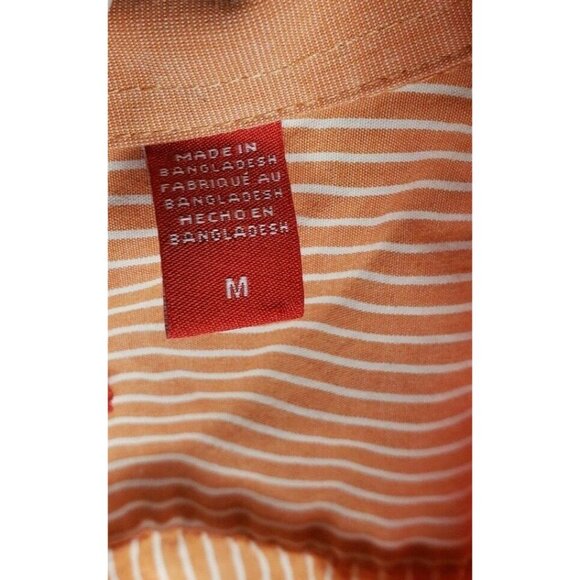 IZOD Men Long Sleeve Button Up Medium Tangerine/White Dream Pinstripe Shirt - Picture 9 of 12